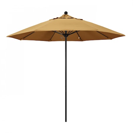 9' Black Aluminum Market Patio Umbrella, Sunbrella Wheat